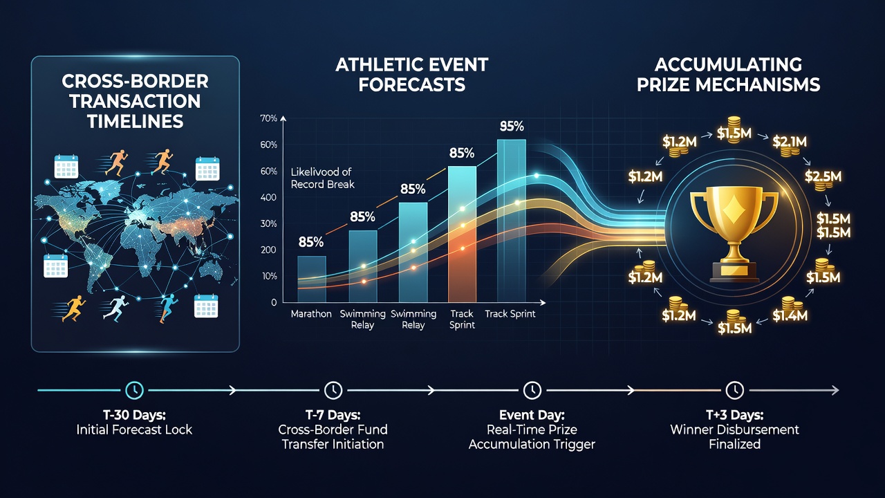 Illustration of mobile app connecting athletic event predictions to global jackpot accumulation mechanisms