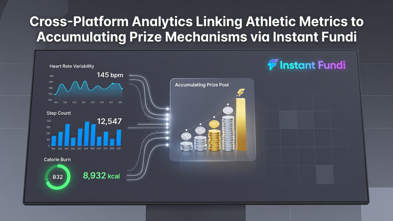 Mobile interface showing real-time athletic metrics updating an accumulating prize counter with instant funding controls