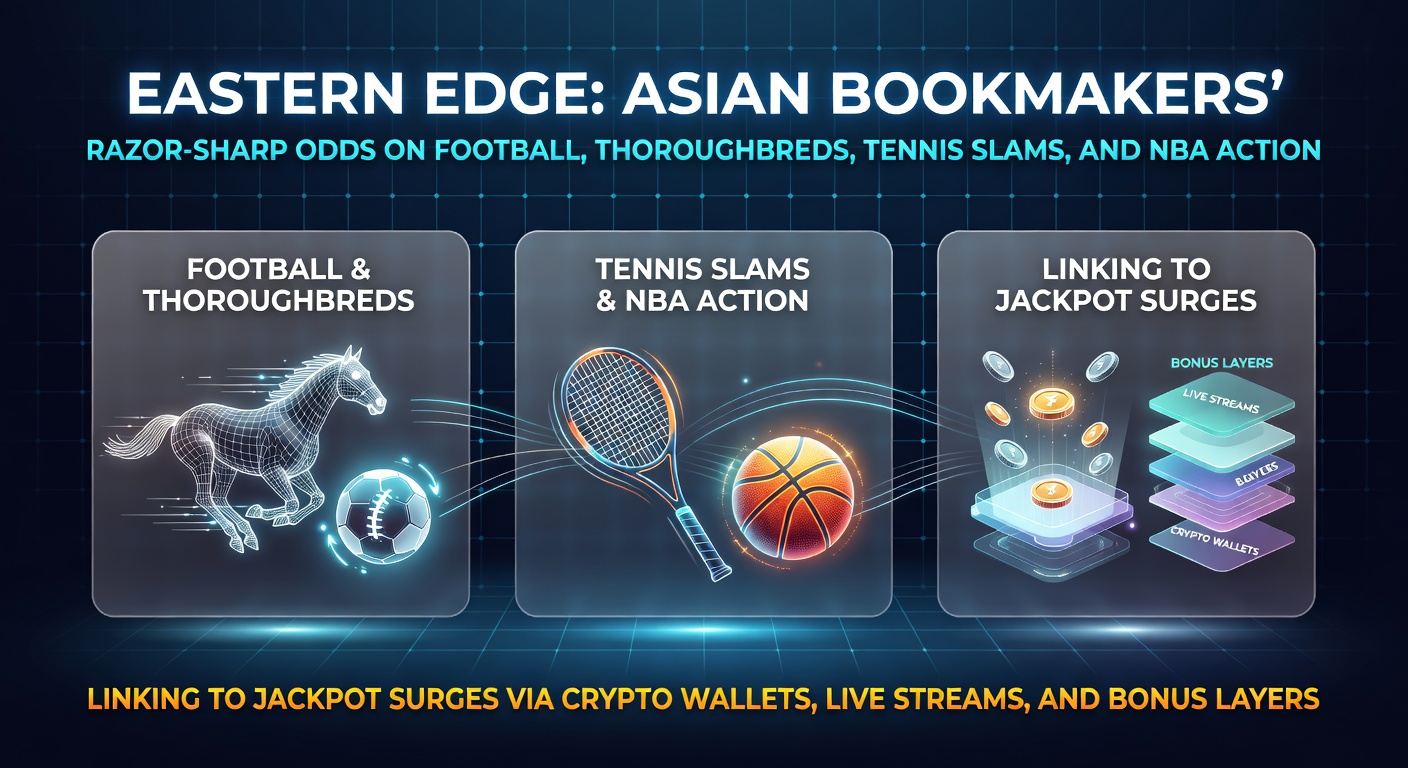 Asian bookmaker interface displaying sharp odds on football matches alongside live tennis streams and jackpot progress bars