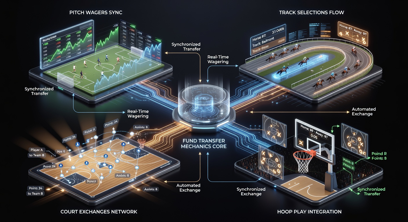 Flow diagram illustrating real-time fund allocation from various sports bets into escalating mobile jackpot systems