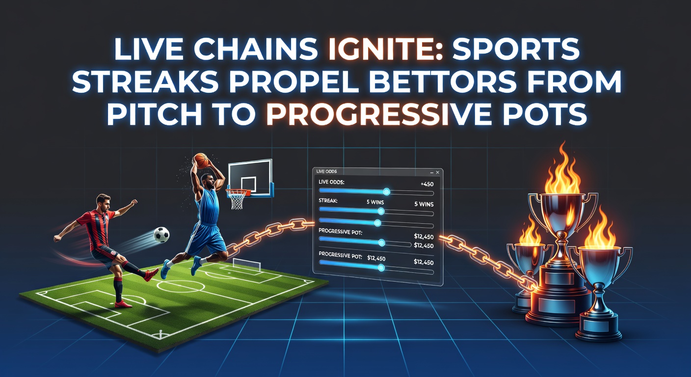 Dynamic live betting interface showing football streaks linking to casino progressive jackpots on a mobile screen