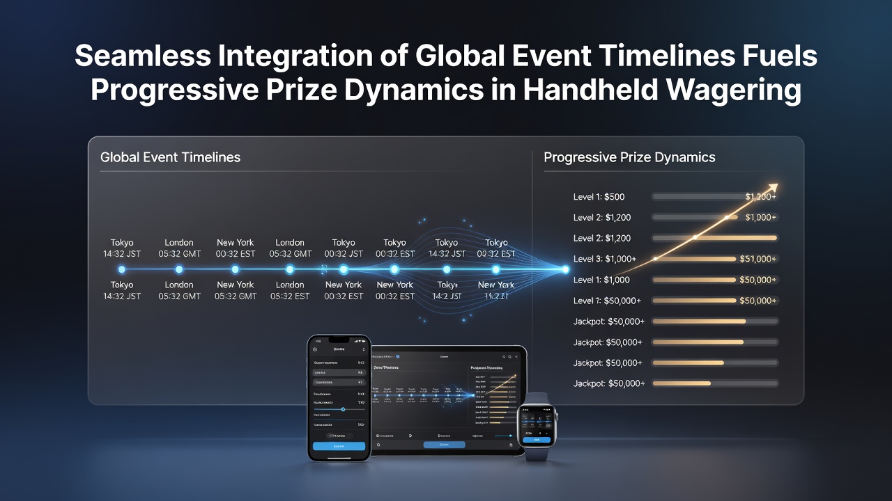 Mobile device screen illustrating progressive jackpot counter rising alongside live global sports event feeds