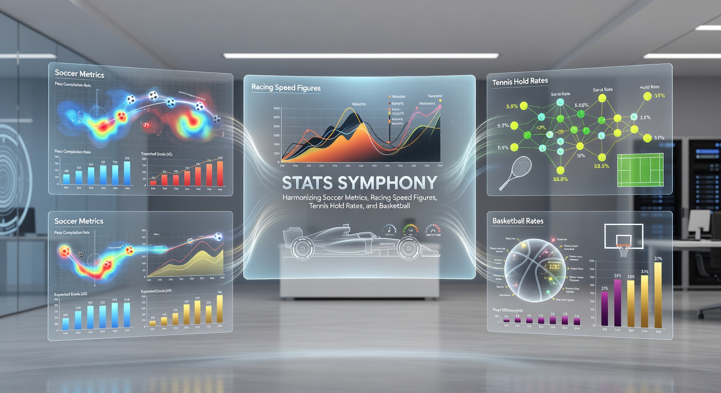 Close-up of a horse racing speed figure chart merging with tennis hold rate timelines and basketball pace-adjusted graphs, all feeding into a mobile casino jackpot timer interface