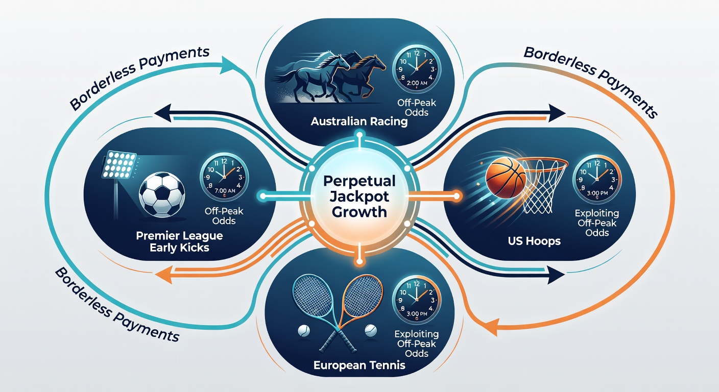 Global clock overlay on betting screens showing Australian races, US basketball courts, European tennis rallies, and Premier League pitches during off-peak hours
